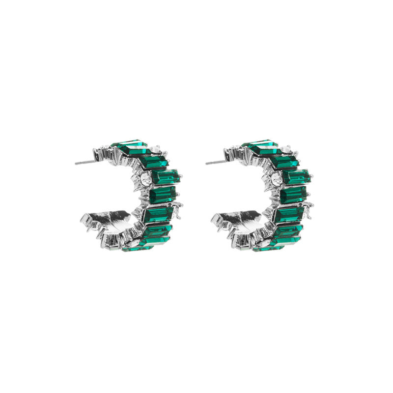 Wholesale Fashion Diamond Simple C Shape Alloy Earrings